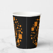Oranje zwarte bocht, pompoen op vierkant Halloween Papieren Bekers (Rechts)