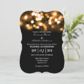 Oranje zwarte Bokeh Glitter Lights Wedding Invites Kaart (Staand voorkant)