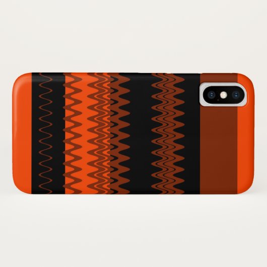 Oranje zwarte Chevron Zigzag Stripes Case-Mate iPhone Case (Achterkant (horizontaal))