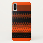 Oranje zwarte Chevron Zigzag Stripes Case-Mate iPhone Case (Achterkant)