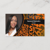 Oranje zwarte cijfers Aangepaste foto QR-code Visitekaartje (Voorkant)