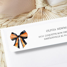 Oranje zwarte Coquette Bow Retouradres Etiket