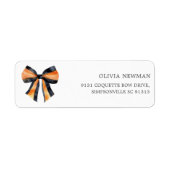 Oranje zwarte Coquette Bow Retouradres Etiket (Voorkant)
