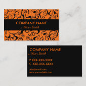 Oranje zwarte Damask Pattern Custom visitekaartjes (Voorkant / Achterkant)
