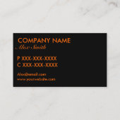 Oranje zwarte Damask Pattern Custom visitekaartjes (Achterkant)