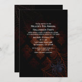 Oranje & Zwarte Damast Halloween Feest Uitnodiging (Voorkant / Achterkant)