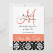 Oranje  zwarte demper foto Opslaan datum Save The Date (Achterkant)