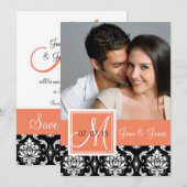 Oranje  zwarte demper foto Opslaan datum Save The Date (Voorkant / Achterkant)