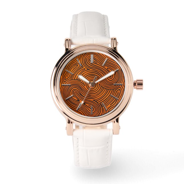 Oranje + Zwarte Design Wijzerplaat Horloge (Voorkant)