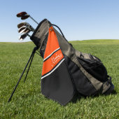 Oranje zwarte diagonaal Stripe Script-naam Golfhanddoek (Groen)