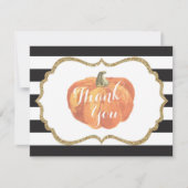 Oranje zwarte en goudpompoen najaar Herfst Bedankkaart (Voorkant)