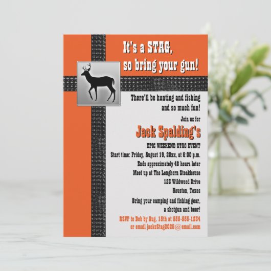 Oranje, Zwarte en Grijze Hert Uitnodiging (Staand voorkant)