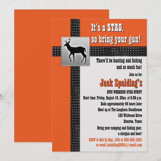 Oranje, Zwarte en Grijze Herten Uitnodiging (Voorkant / Achterkant)