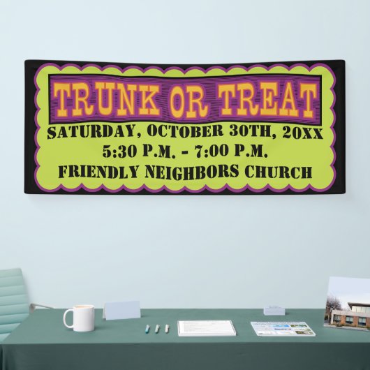 Oranje, zwarte en groene trilling of -behandeling spandoek (Beurs)