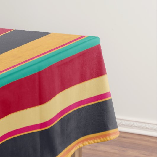 Oranje zwarte en rode strepen tafelkleed (Voorbeeld)