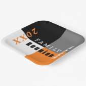 Oranje, zwarte en witte aangepaste gezinsherenigin papieren bordje (Gebogen)