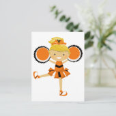 Oranje, zwarte en witte Cheerleader Briefkaart (Staand voorkant)