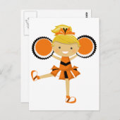 Oranje, zwarte en witte Cheerleader Briefkaart (Voorkant / Achterkant)