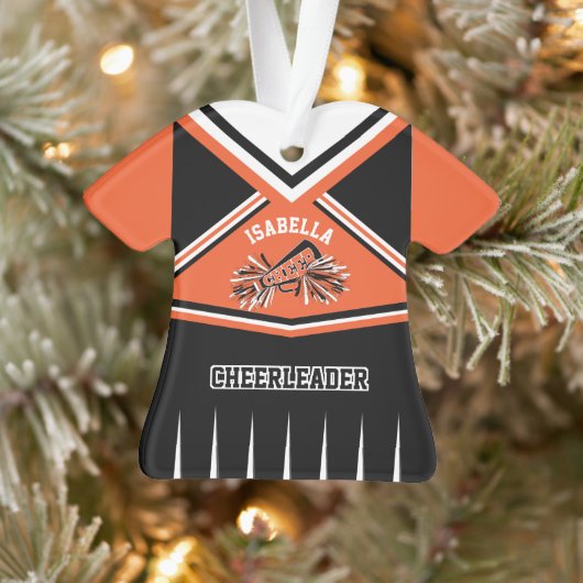 Oranje, zwarte en witte Cheerleader 📣 💖 Ornament (Boom)