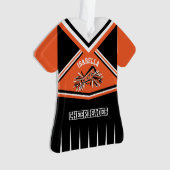 Oranje, zwarte en witte Cheerleader 📣 💖 Ornament (voorkant)