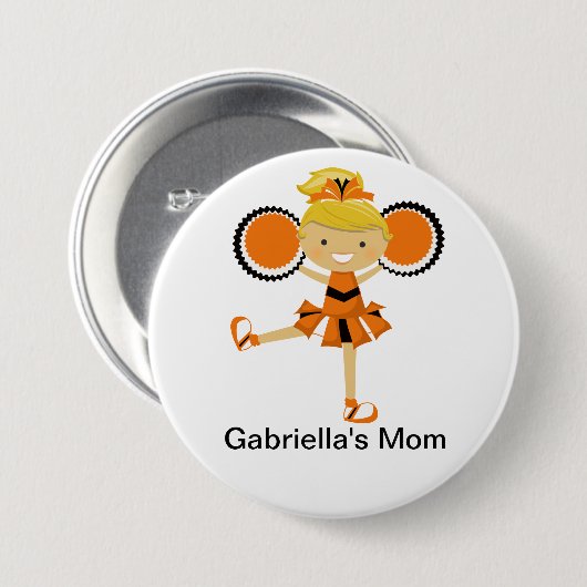 Oranje, zwarte en witte kronkelmam Button (Voorkant /achterkant)