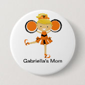 Oranje, zwarte en witte kronkelmam Button (Voorkant)