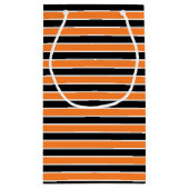 Oranje, zwarte en witte strepen klein cadeauzakje (Achterkant)