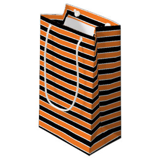 Oranje, zwarte en witte strepen klein cadeauzakje
