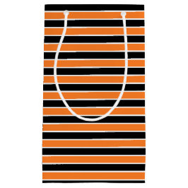 Oranje, zwarte en witte strepen klein cadeauzakje