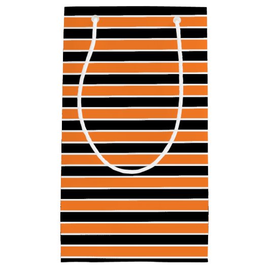 Oranje, zwarte en witte strepen klein cadeauzakje (Voorkant)