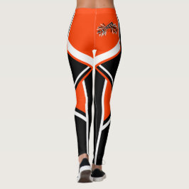 Oranje, zwarte en witte superleider Megaphone Leggings