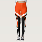 Oranje, zwarte en witte superleider Megaphone Leggings (Voorkant)
