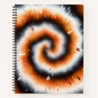 Oranje, zwarte en witte Tie Dye Notitieboek