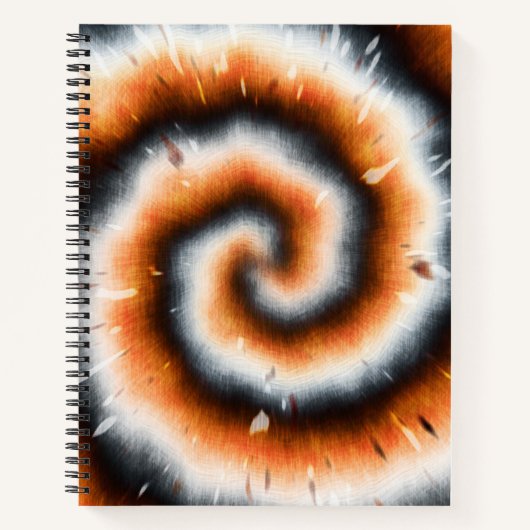 Oranje, zwarte en witte Tie Dye Notitieboek (Voorkant)