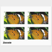 Oranje, zwarte en witte vlinder op leder rechthoekige sticker (Vel)