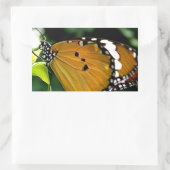 Oranje, zwarte en witte vlinder op leder rechthoekige sticker (Tas)