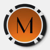 Oranje zwarte fade aangepaste monogram pokerchips (Achterkant)