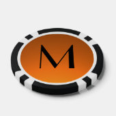 Oranje zwarte fade aangepaste monogram pokerchips (Enkel)