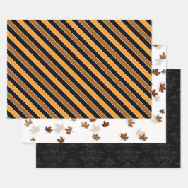 Oranje & Zwarte Festieve Herfst-  Inpakpapier Vel