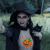 Oranje zwarte gepersonaliseerde Jack O Lantern Boo T-shirt