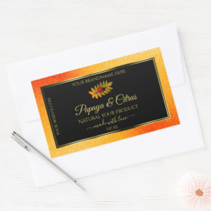Oranje zwarte Glitter-productlabels met Ladybug Rechthoekige Sticker