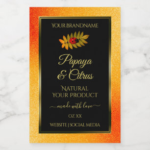 Oranje zwarte Glitter-productlabels met Ladybug Voedselcontainer Etiket