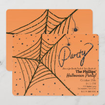 Oranje & Zwarte Glitter Spinnenweb Halloween Feest
