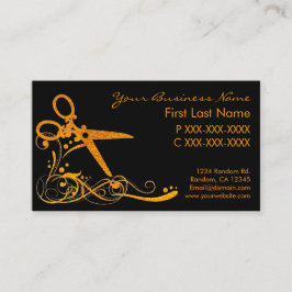 Oranje zwarte glitter werveling haar gesneden visi visitekaartje