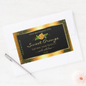 Oranje zwarte glitterlabels Roos ventilator Rechthoekige Sticker (Envelop)