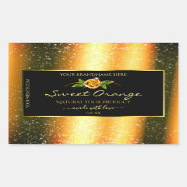 Oranje zwarte glitterlabels Roos ventilator Rechthoekige Sticker