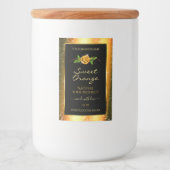 Oranje zwarte glitterlabels Roos ventilator Voedselcontainer Etiket (Voorkant)