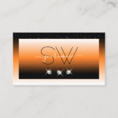 Oranje zwarte gradiënt Initialen met mousserende d Visitekaartje (Voorkant)