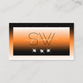 Oranje zwarte gradiënt Initialen met mousserende d Visitekaartje