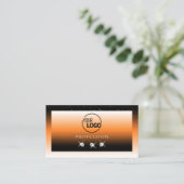 Oranje zwarte gradiënt mousserende diamanten met L Visitekaartje (Staand voorkant)